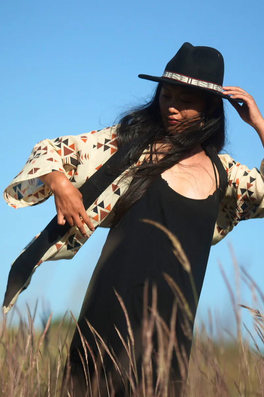 WO RETRO Print Short Kimono