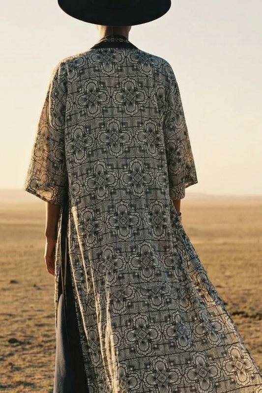MANDALA PRINT LONG KIMONO