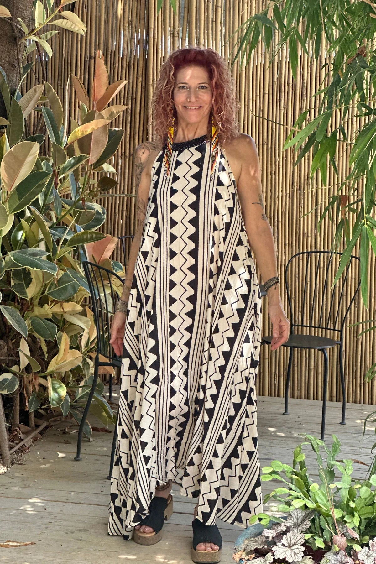 NINA Maxi Dress In Black & White Print