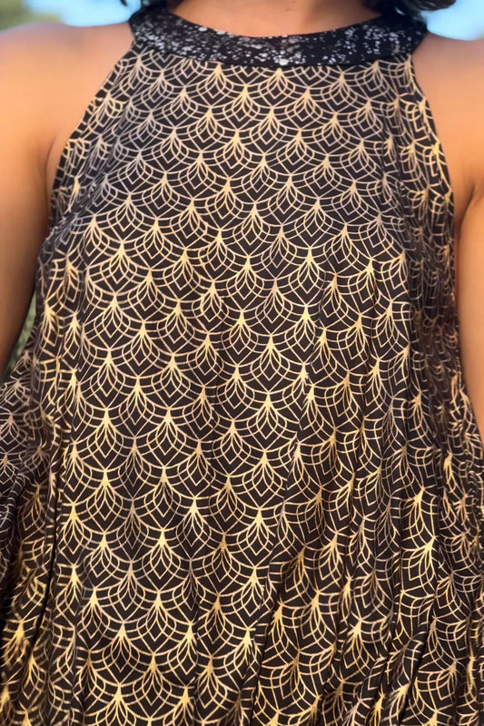 NINA Maxi Dress In Gold Print