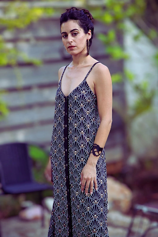 NIKA Maxi Dress In Gold Print