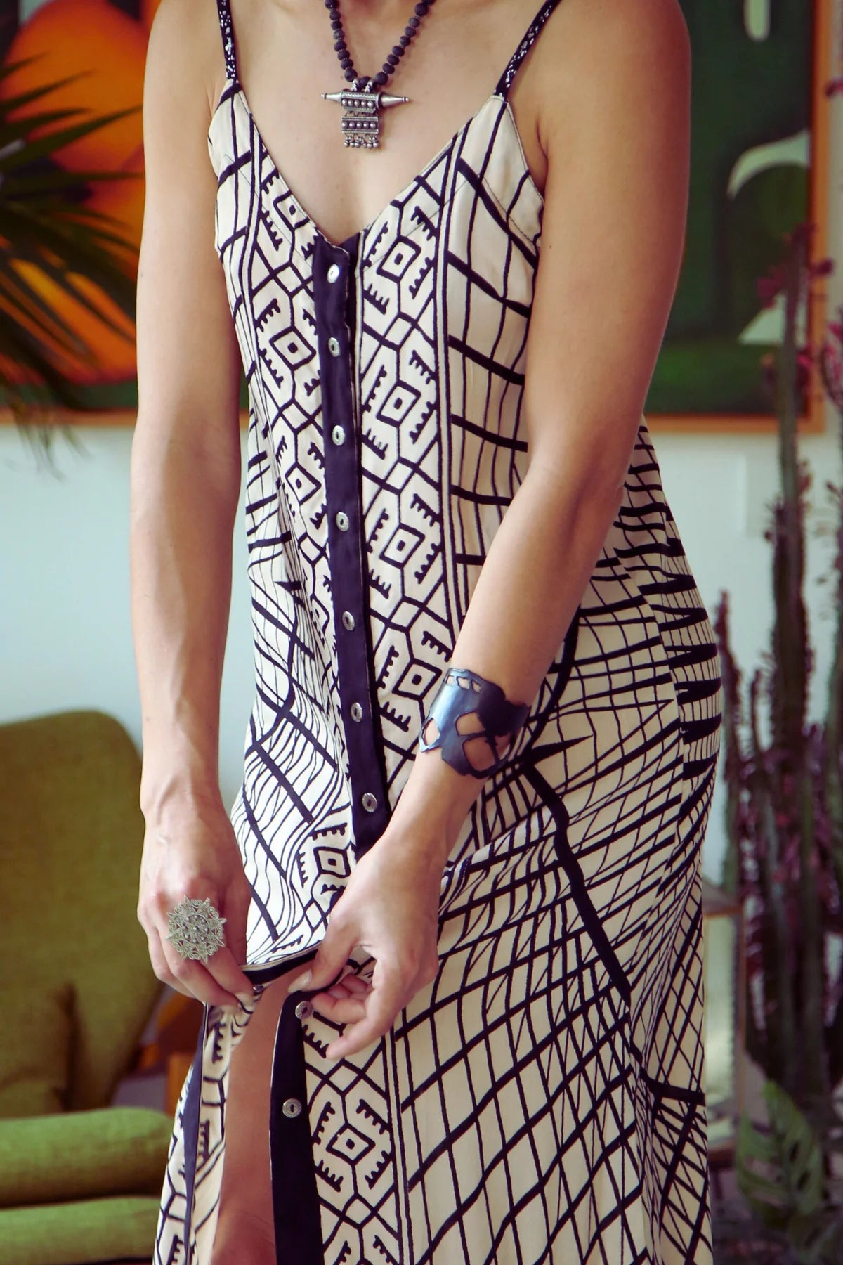 NIKA Maxi Dress In Black & White Print