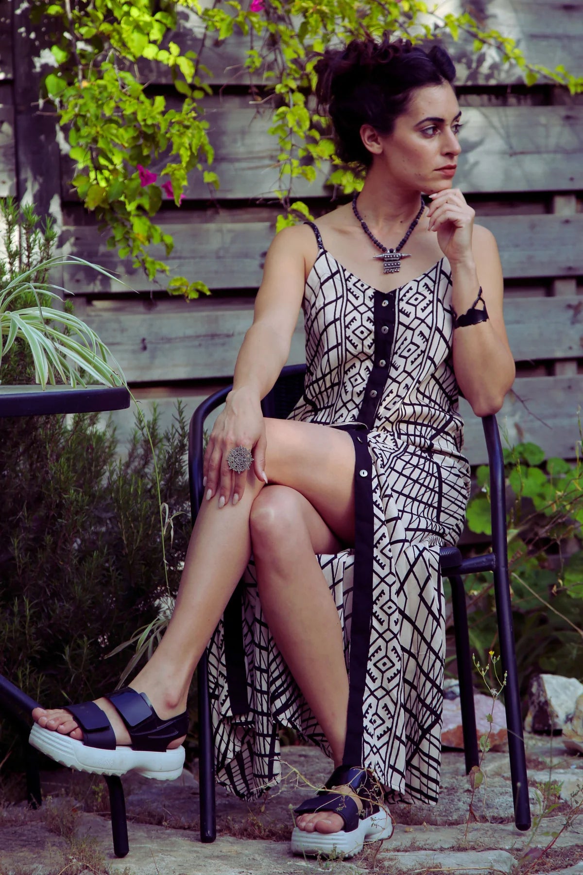 NIKA Maxi Dress In Black & White Print