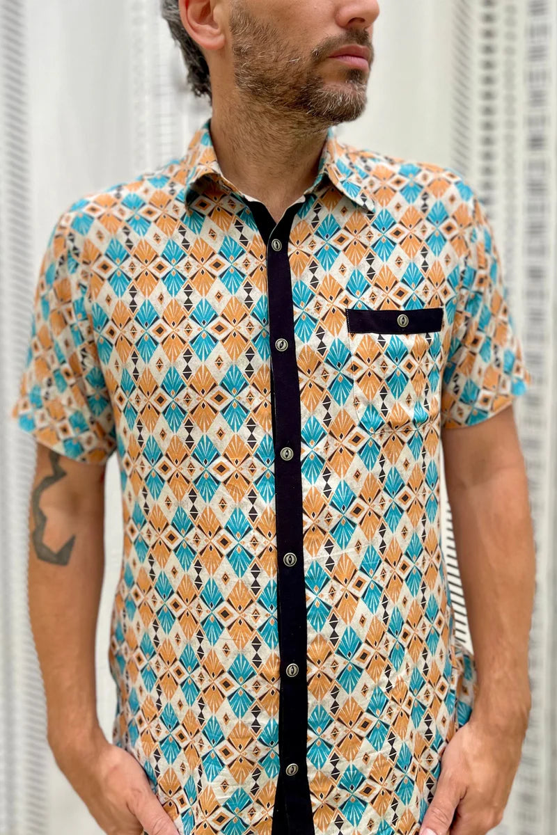 RETRO UNISEX Button Short Sleeve Shirt