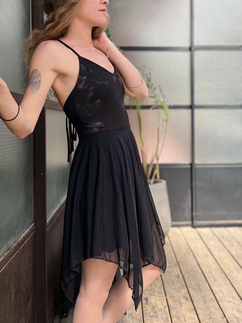 Fairy Black Tie-Dye Chiffon Dress