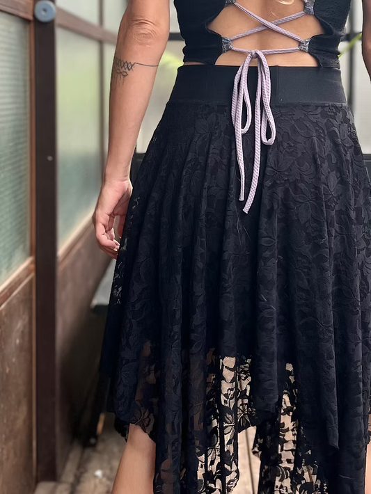 DREAM Skirt – Black Leaf Lace