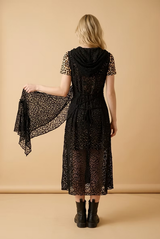 MAGIC Black Lace Wrap Hood Duster