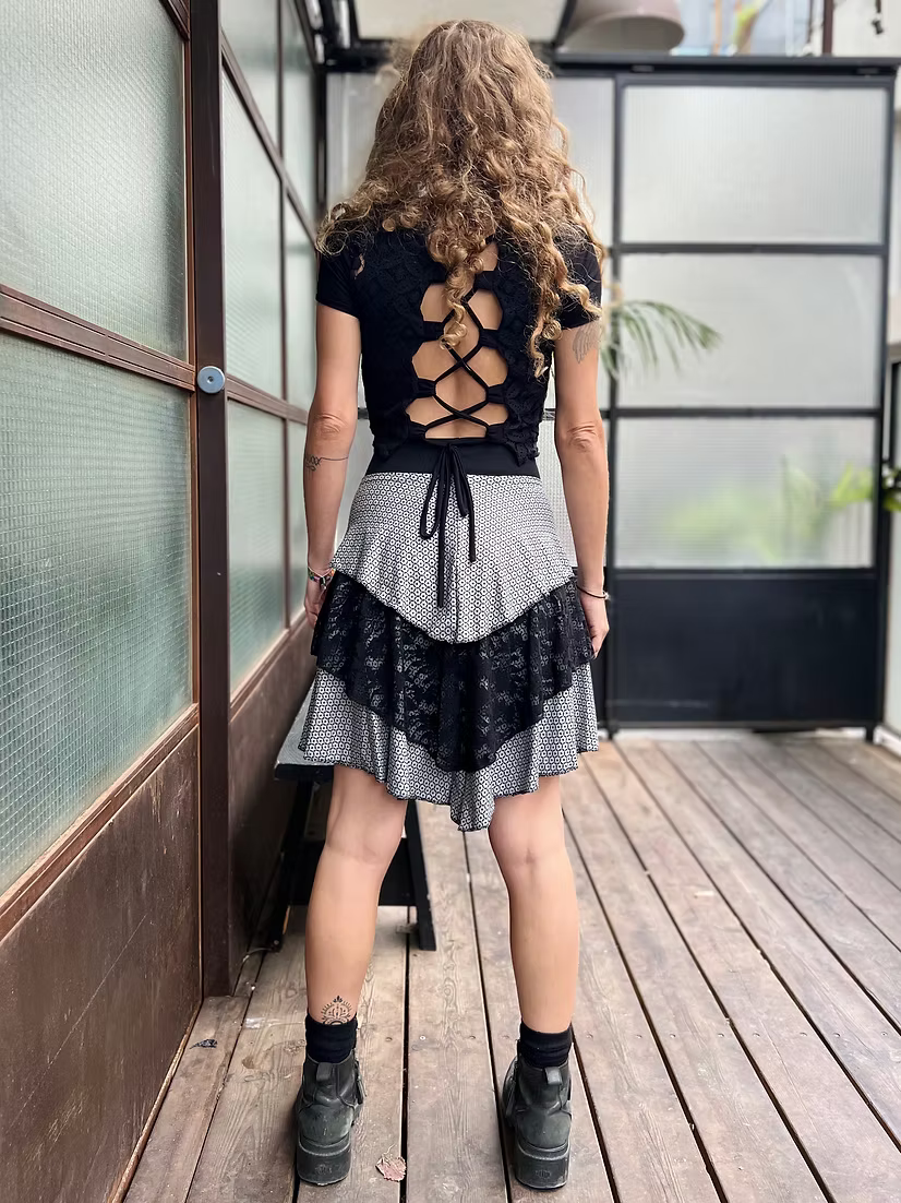 MAGICAL GREY DOTS SKIRT