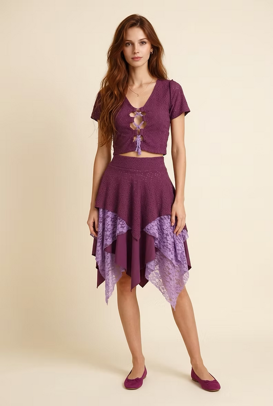 MYSTIC FLAME Lace Skirt – Purple