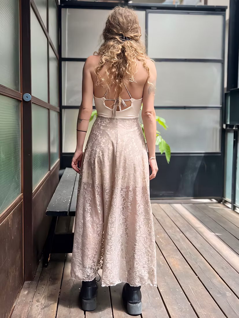 VIKA Beige Leaf Lace Dress