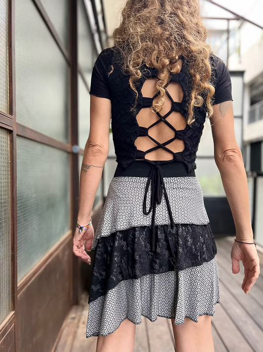 MAGICAL GREY DOTS SKIRT