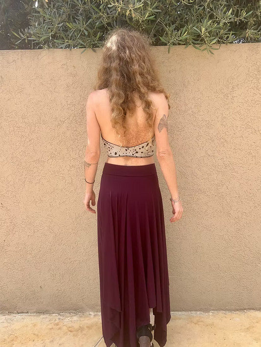 FAIRY Long Skirt – Deep Aubergine Flow