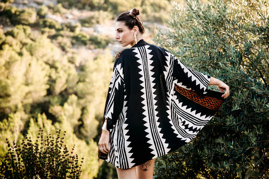 WO GEO Print Short Kimono