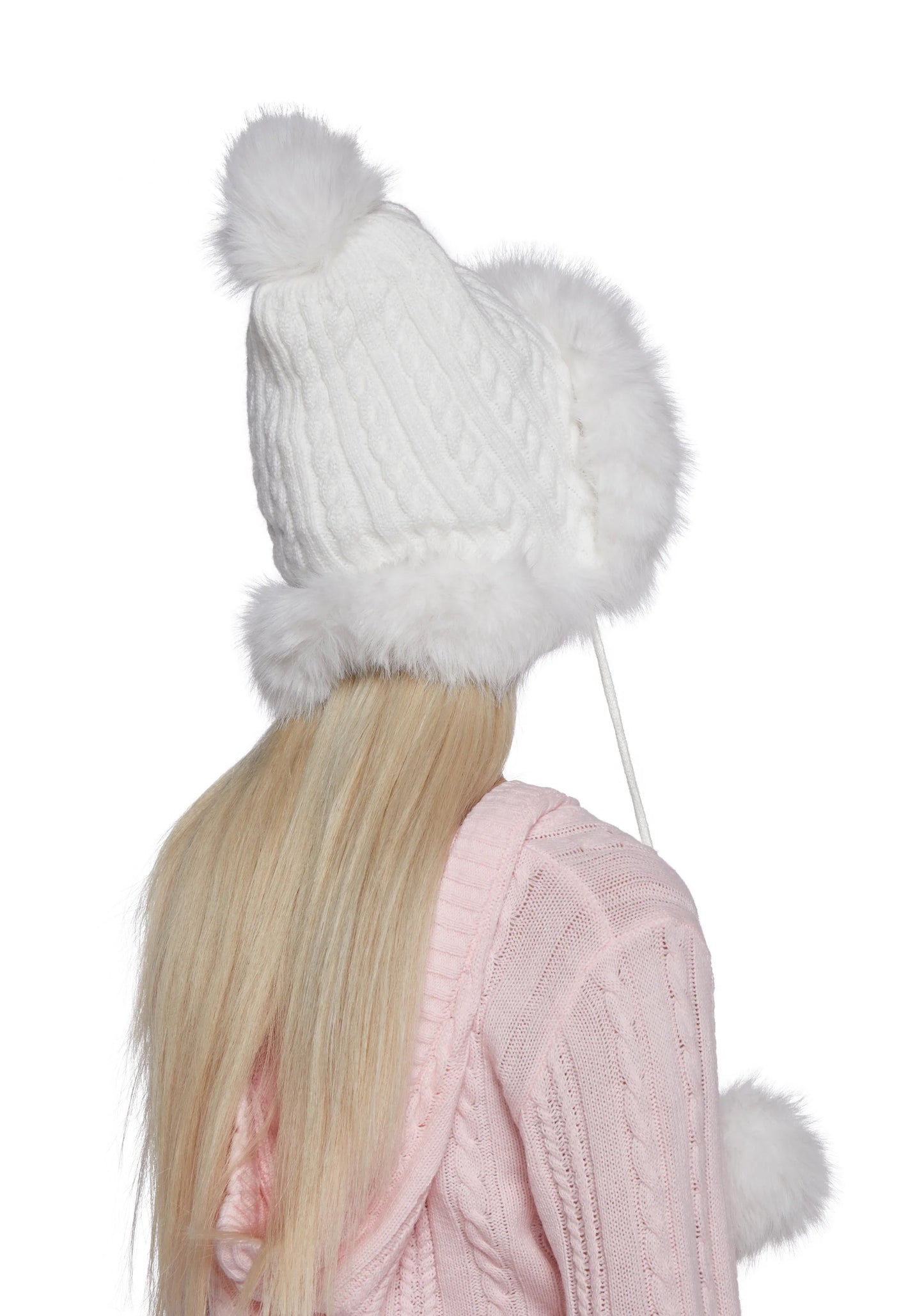 BUBBLE POP LUXE POM HAT – WHITE