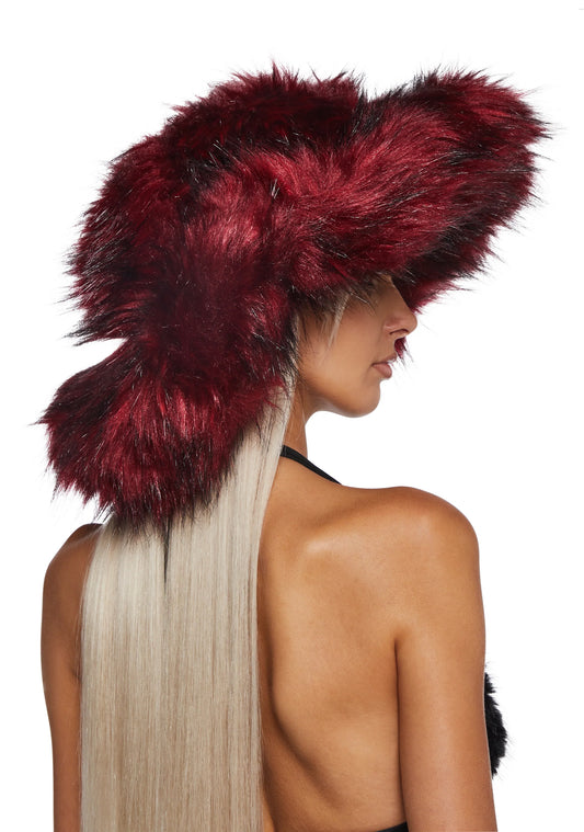 Chamber Faux Fur Bucket Hat — Red