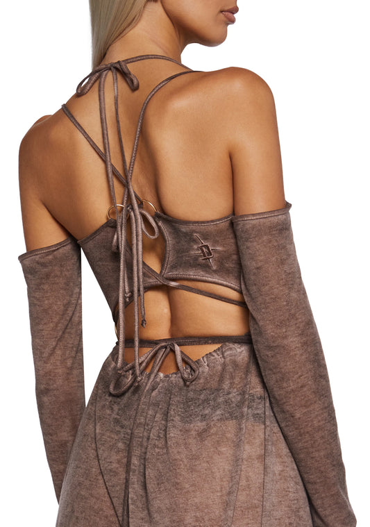 Downbeat Hooded Maxi Dress — Brown