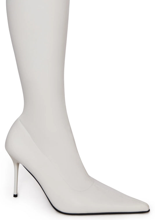 Thigh High Stretch Boots - White