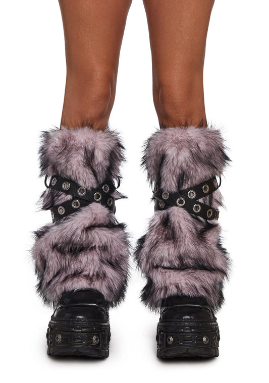 Faux Fur Buckle Leg Warmers