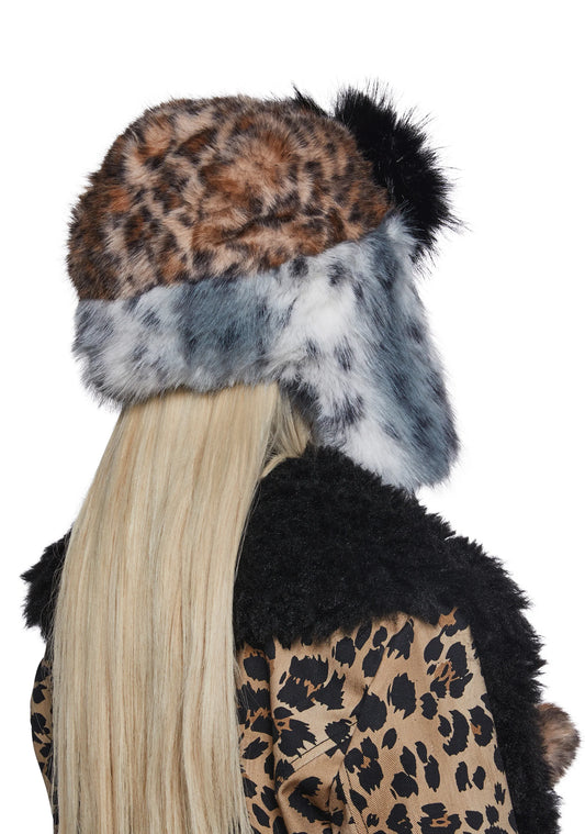 POM POMS Faux Fur Bucket Hat — Multi