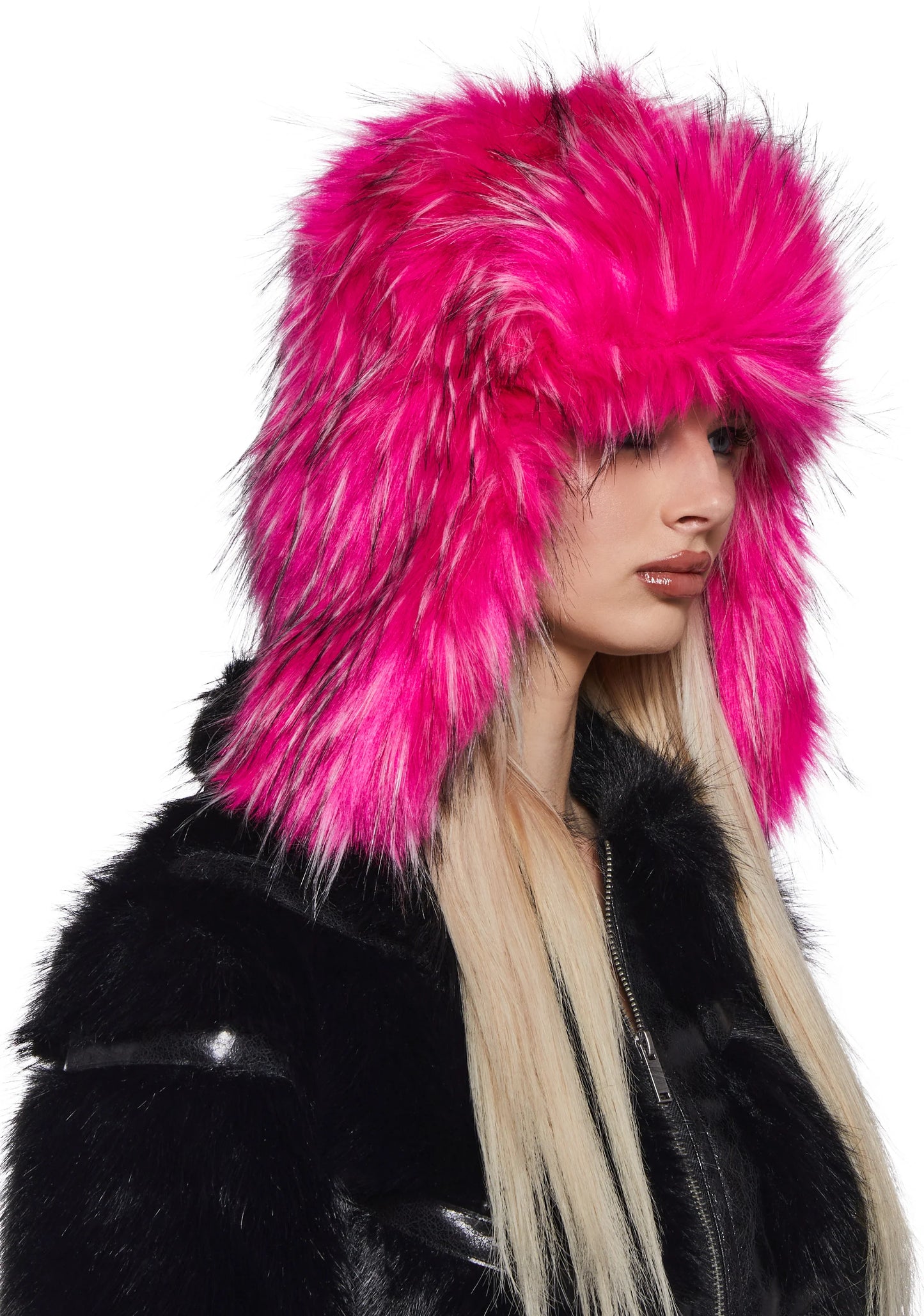 POM POMS Faux Fur Bucket Hat — pink