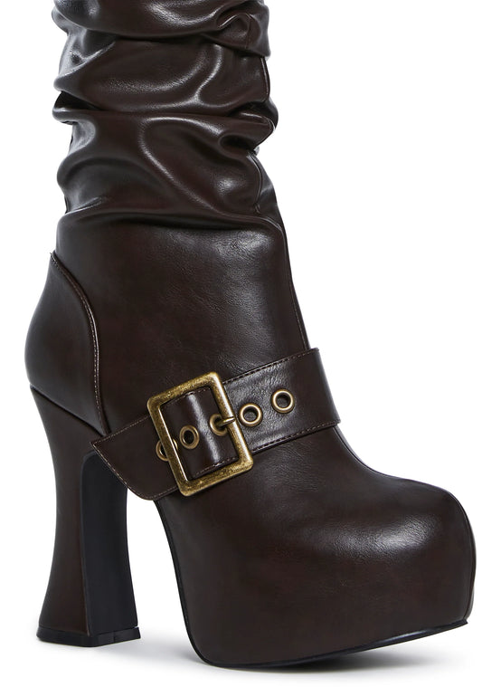 SAND SPELL Slouchy Boots - Brown