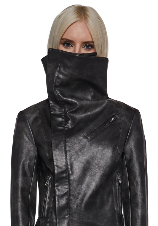 PIRIN Asymmetrical Vegan Leather Jacket