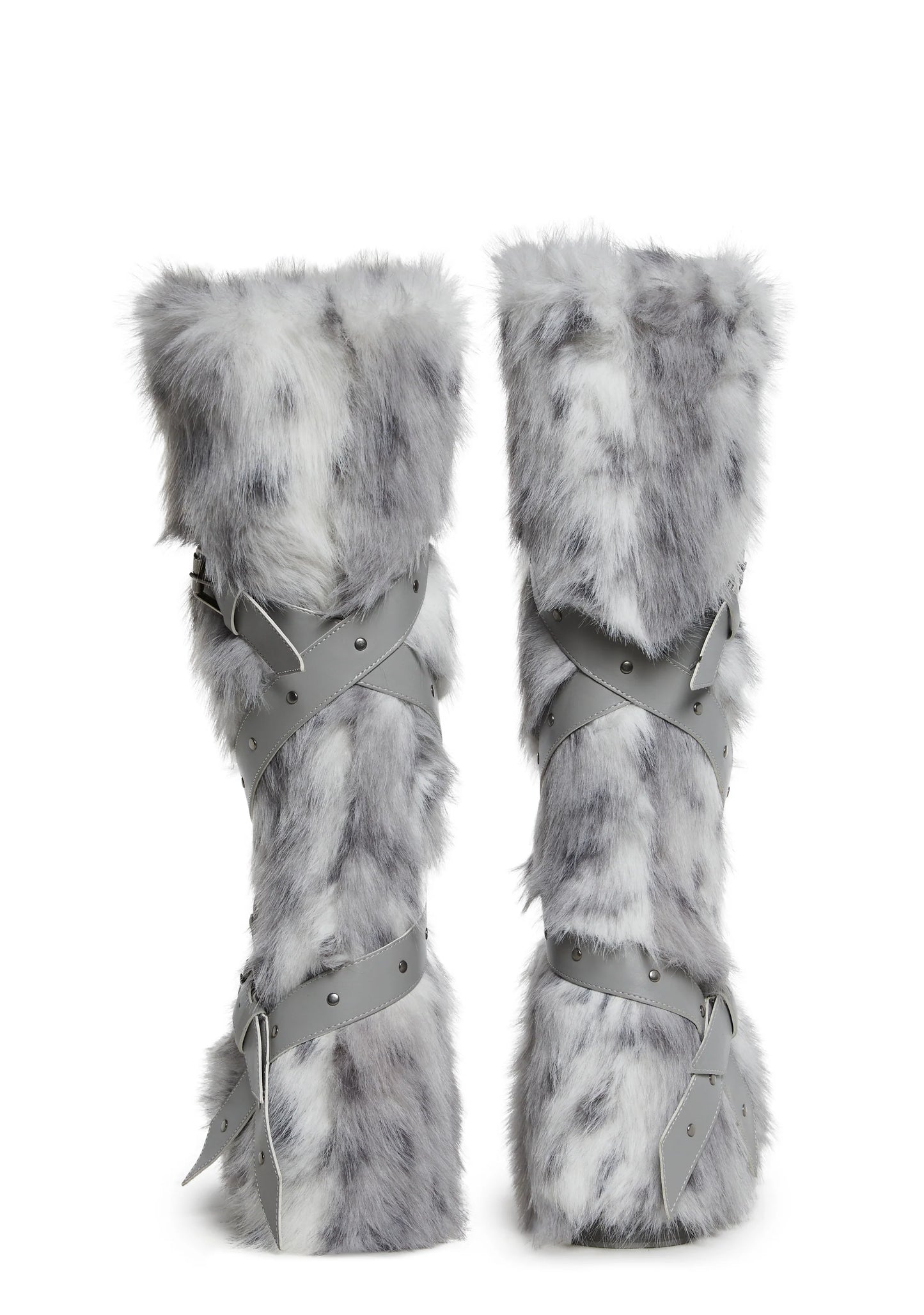 White High Faux Fur Boots