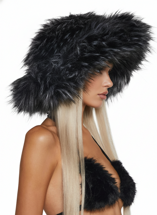 Chamber Faux Fur Bucket Hat — Gray