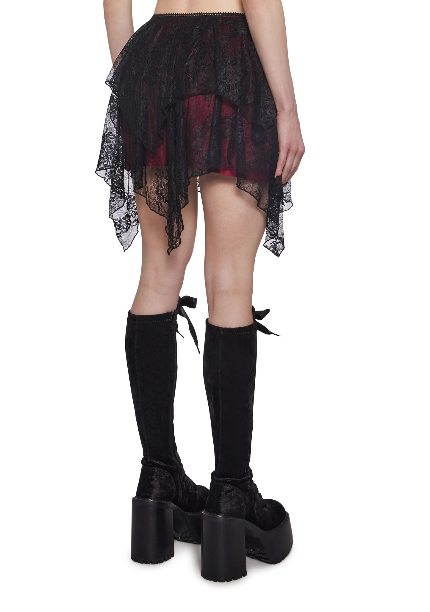 Shadow Lace Handkerchief Mini Skirt – Black