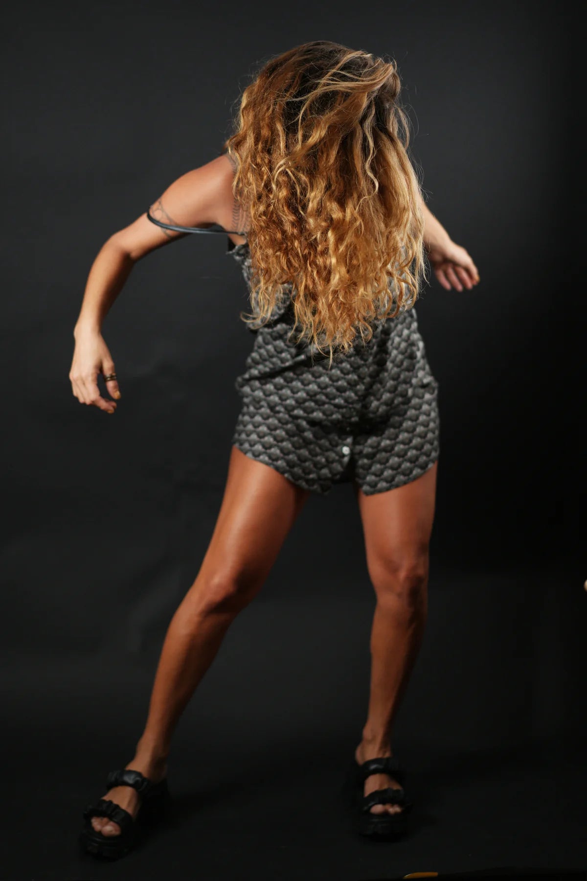 SIA Mini Dress In Black FAN Print