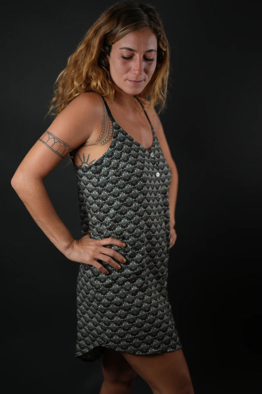 SIA Mini Dress In Black FAN Print