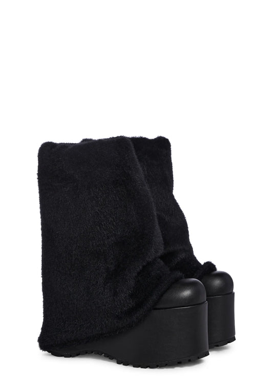 CUDDLE PLATFORM BOOTS - BLACK