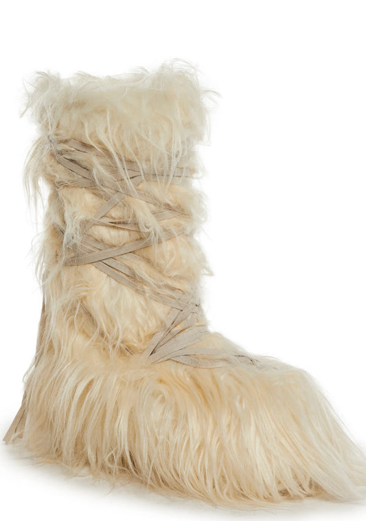 Warp Faux Fur Boots - Beige