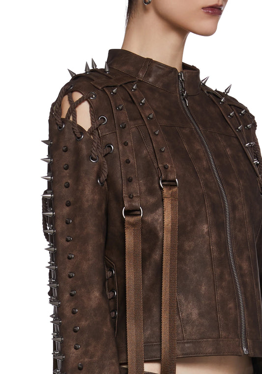 Viper Vice Spiked Jacket – Brown