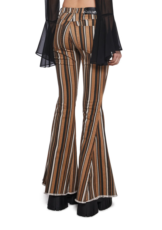 Vinyl Vibes Pinstripe Trousers – Brown Stripe