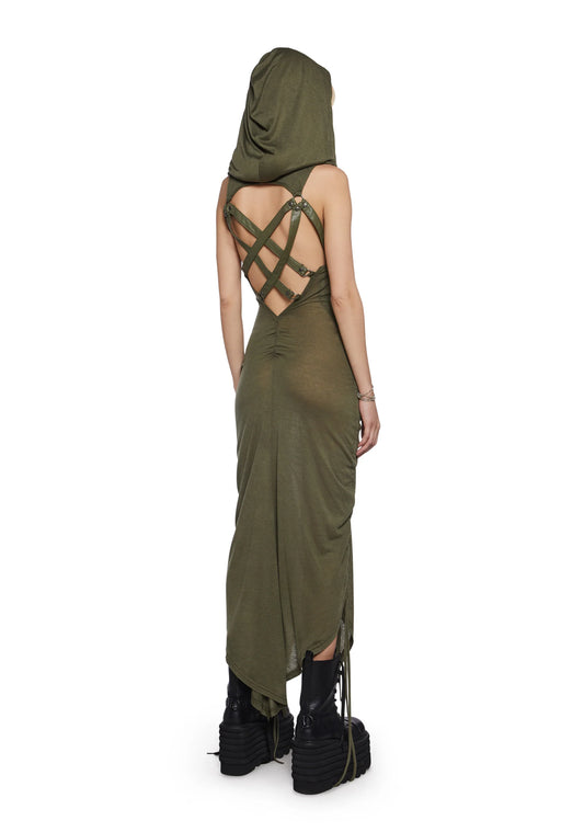 Eclipse Hooded Harness Dress — Green