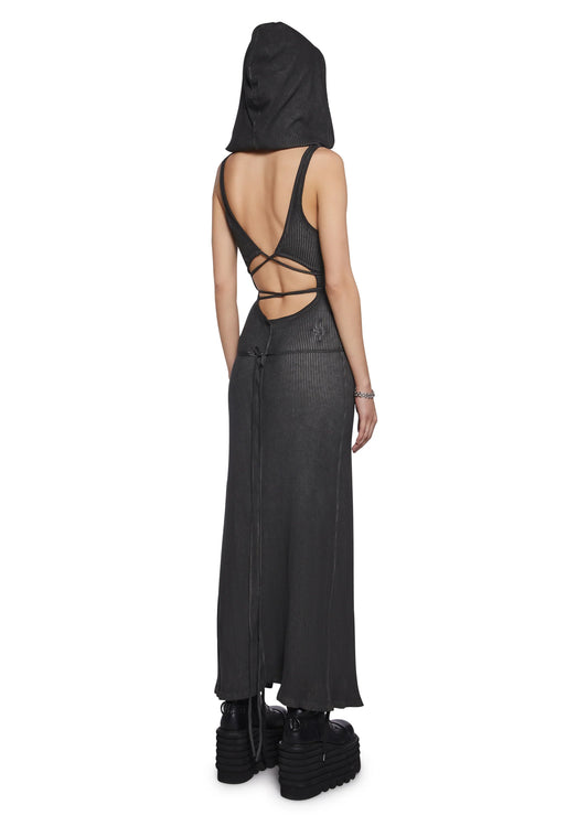Chord Hooded Cut-Out Long Dress