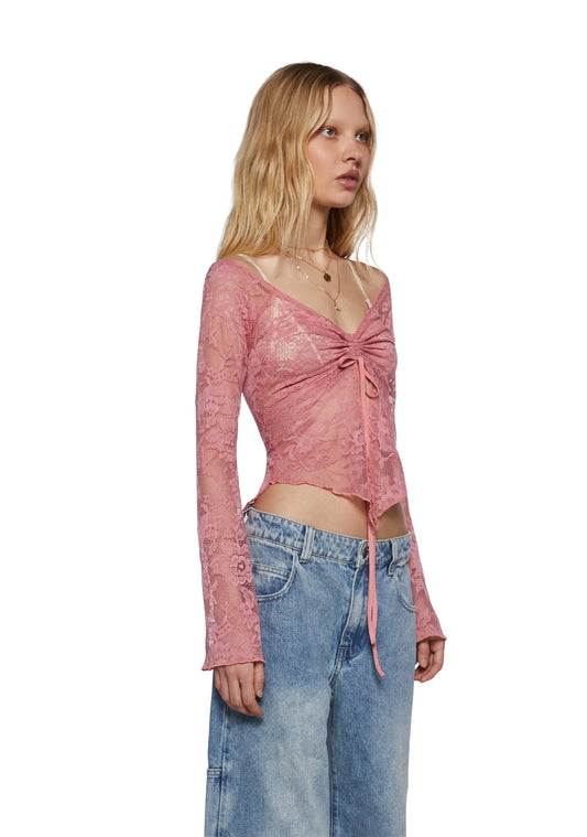 Whispered Dawn Lace Top – Pink
