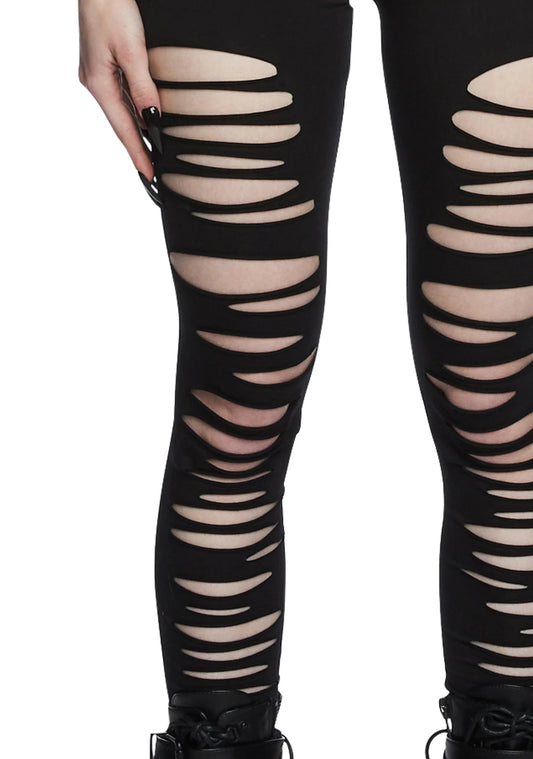 Crypt Creeper Shredded Leggings – Black