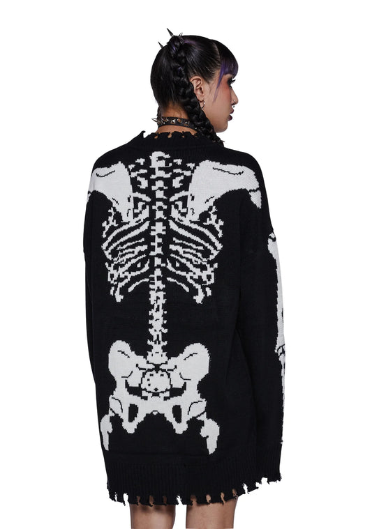 Skeleton Oversized Sweater - Black