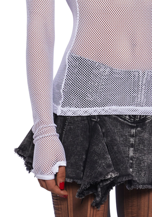 SHADOW Fishnet Top - White