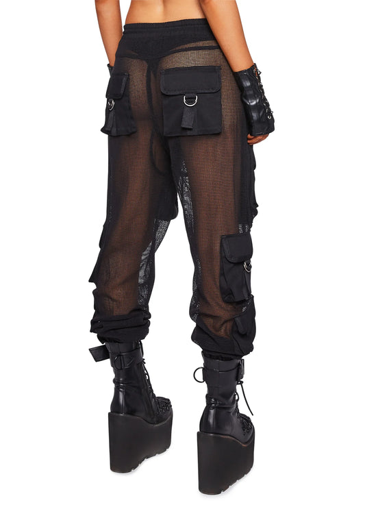 Mesh Cargo Pants — Black