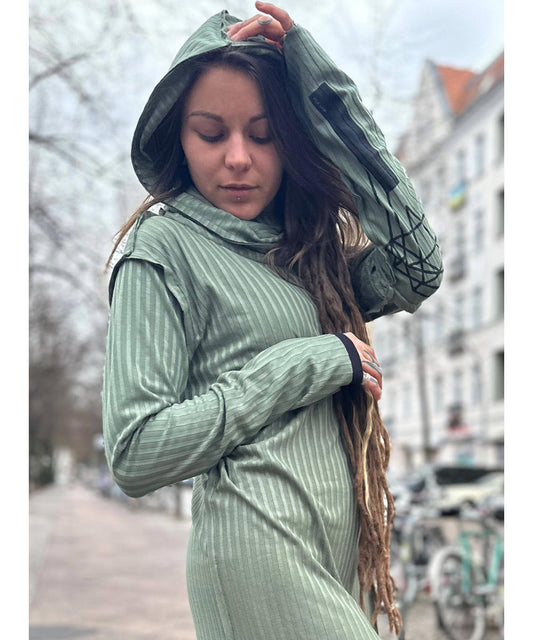 CATALIST UNISEX Long Sleeve Hooded Shirt In Black