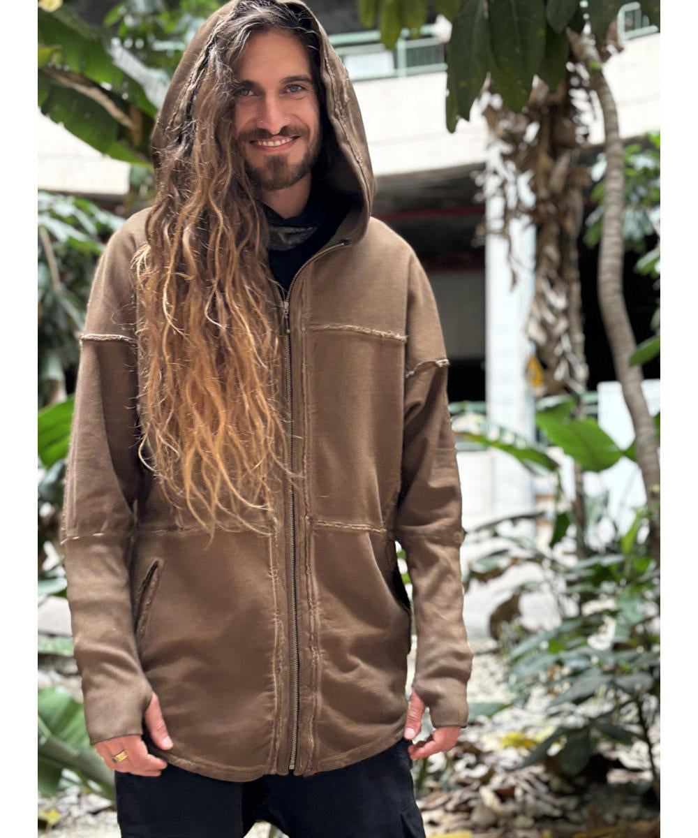 UNISEX FROST PIGMENT Zipper Jacket In Wash Brown