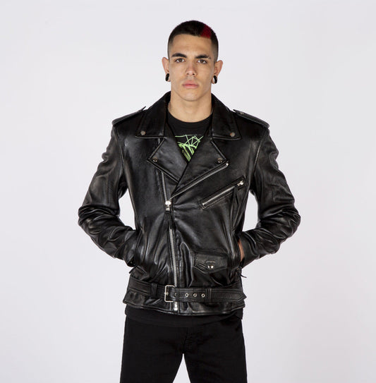 SOLID Unisex Military Leather Jacket - Black