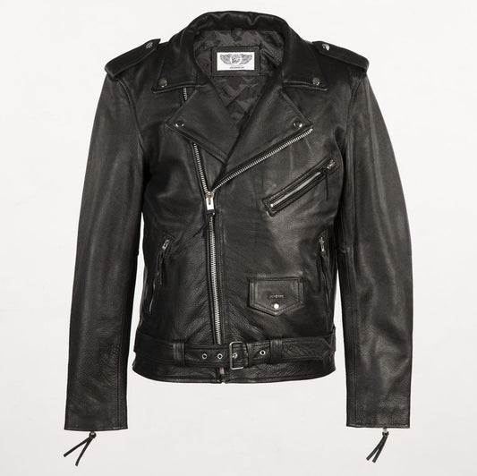 BACK LOGO Unisex Leather Jacket - Black