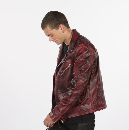 SOLID Leather Jacket - Dirty Red