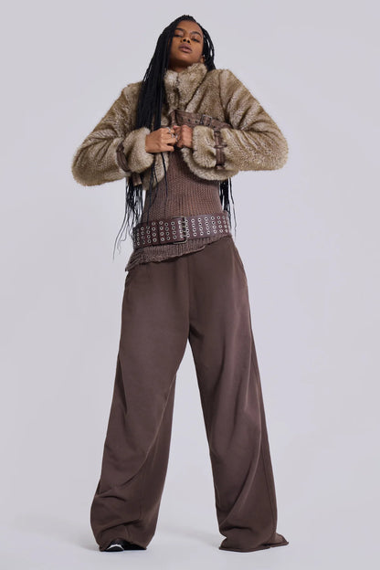 Cropped Faux Fur Jacket – Two Tone