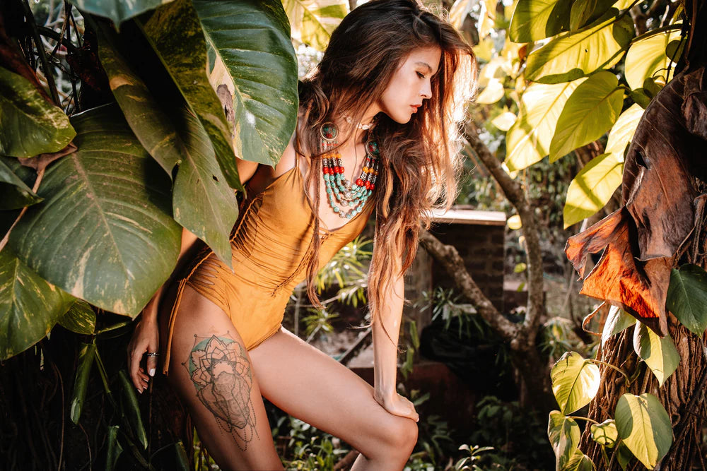 SIDE Suede Look Musterd One Piece Swimsuit