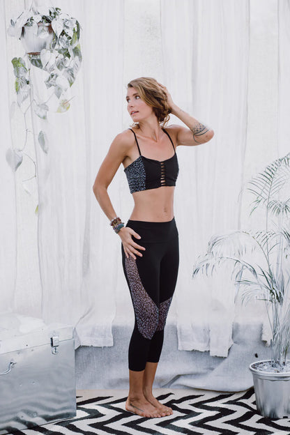 SHEERA Leggings In Black Sheer Print